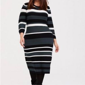 Torrid Multi Green Black Stripe Sweater Knit Dress in Size 3